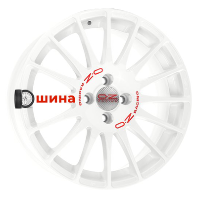OZ Superturismo WRC 7x18/4x108 ET25 D65,1 White + Red Lettering